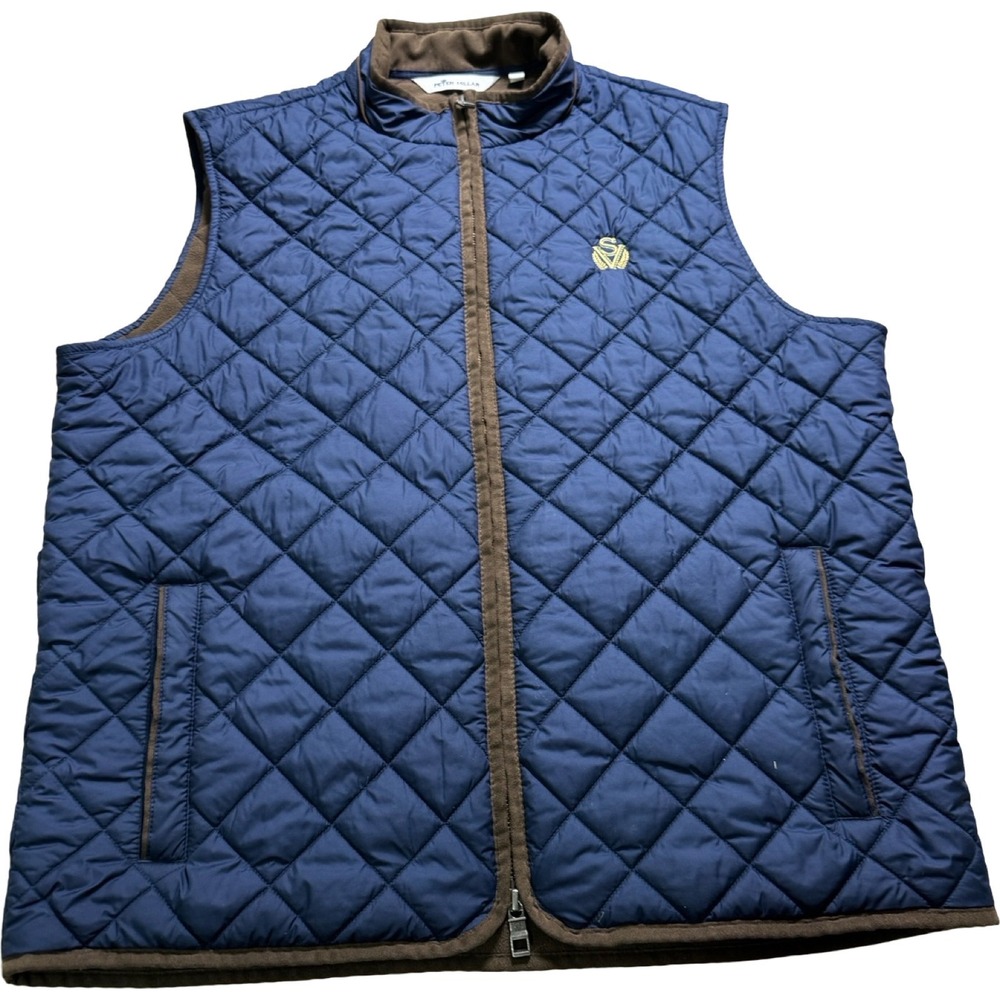 Peter Millar Essex Sage Valley Golf Vest Mens L Navy Quilted Windproof Fleece